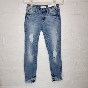 Kancan Women's Junior's Size 7 Jeans Ankle Skinny Double Fray